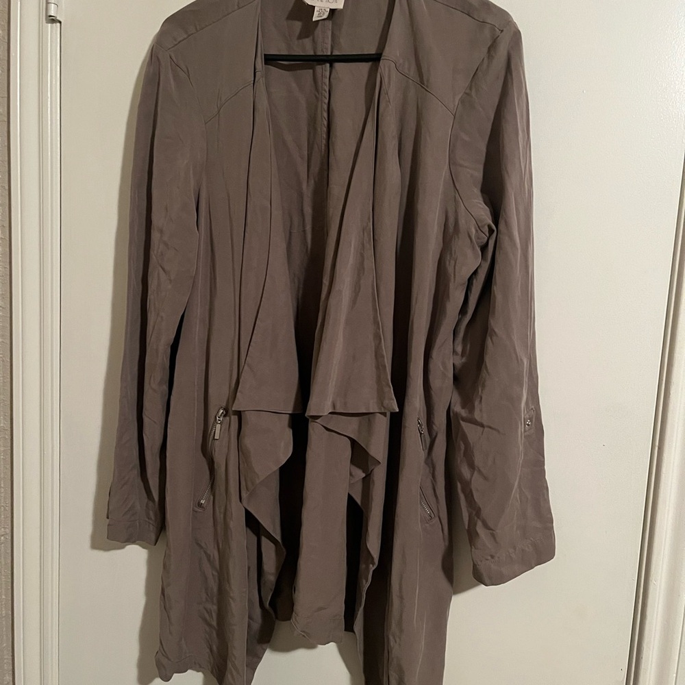 Women's Taupe open Front Jacket Xtra Large Long Sleeve Cardigan